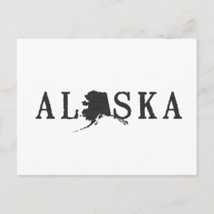 Postale LETTRE EN FORME DE LA CARTE DE L'Alaska Word Art N