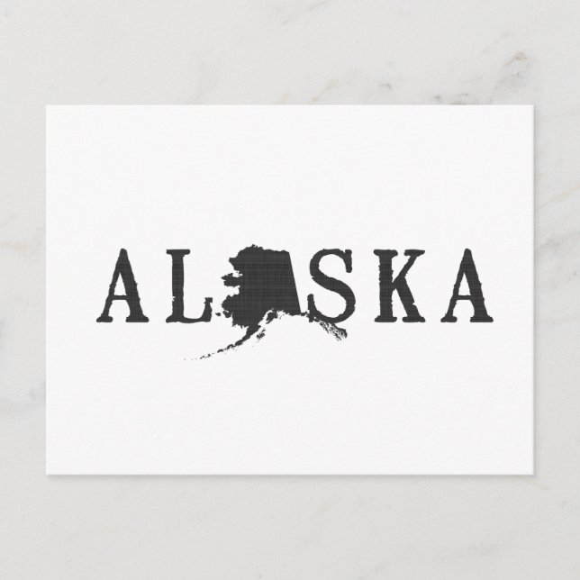 Postale LETTRE EN FORME DE LA CARTE DE L'Alaska Word Art N (Devant)