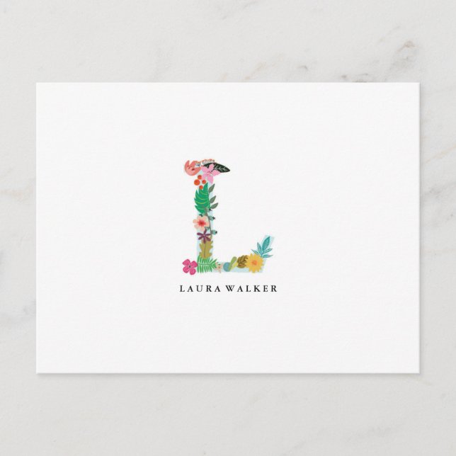 Postale Lettre florale Monogramme initial - L - Carte plat (Devant)