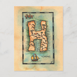 Postale Lettre H Carte du trésor