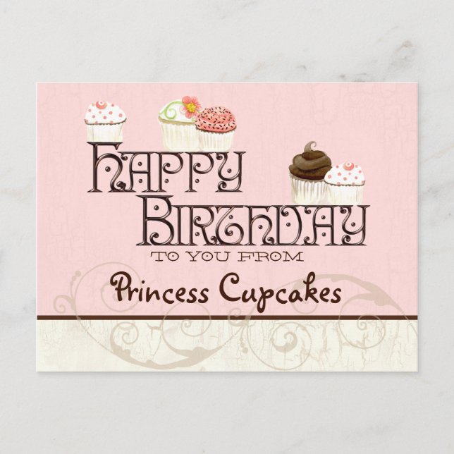 Postale Lettre P Bonne Anniversaire Cupcake Business Carte (Devant)
