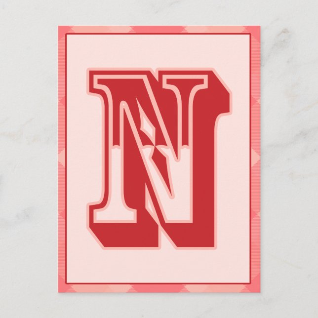 Postale Lettre rose "N" Typographie Carte Banner (Devant)