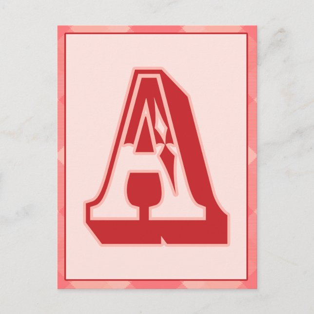 Postale Lettre rose Plaid "A" Carte de bannière de typogra (Devant)