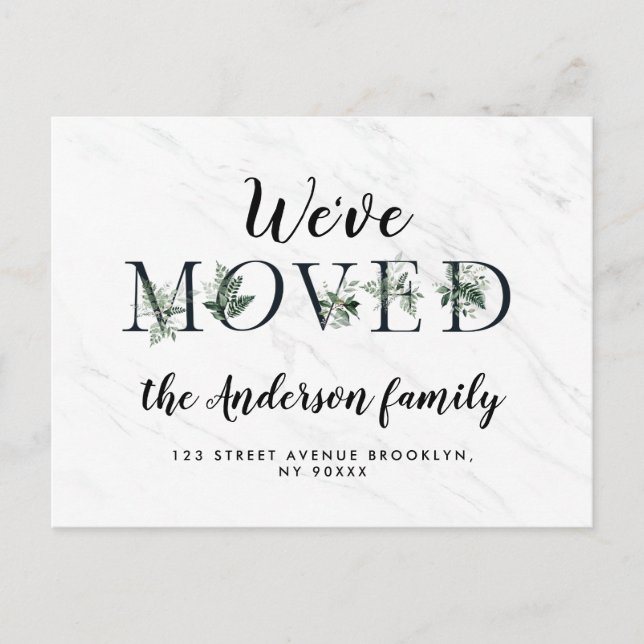 Postale Lettres tendance marbre Nouveau Accueil Carte post (Devant)