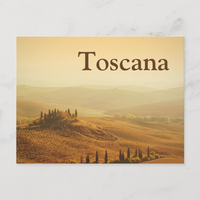 Postale Lever de soleil sur un paysage en Toscane carte po (Devant)