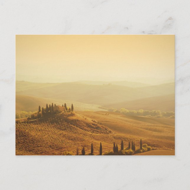 Postale Lever de soleil sur un paysage en Toscane carte po (Devant)