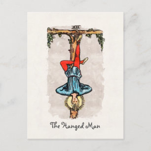 Postale L'homme pendu Carte Arcana Tarot Major