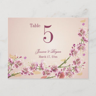 Postale Lilac fleurs d'aquarelle violet mariage carte tabl
