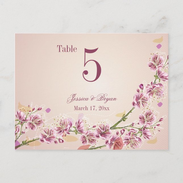 Postale Lilac fleurs d'aquarelle violet mariage carte tabl (Devant)