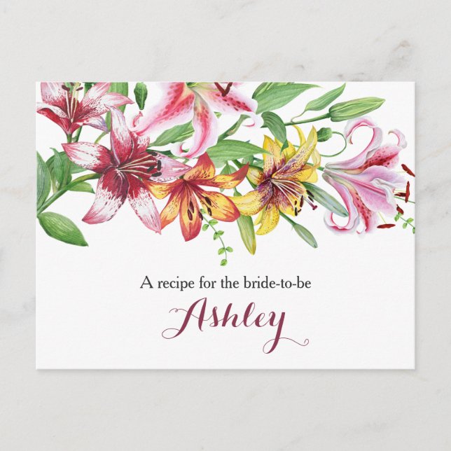 Postale Lily Bouquet Fête des mariées Recette Carte (Devant)