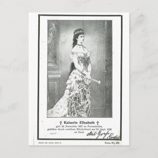 Postale L'impératrice Elisabeth - carte d'assassinat de Si (Devant)