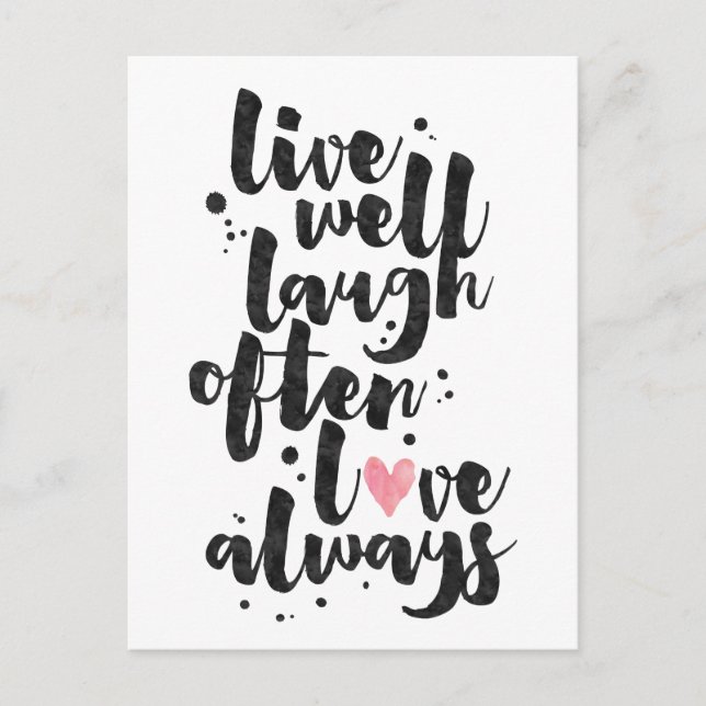 Postale Live Laugh Love - Carte Inspirative (Devant)