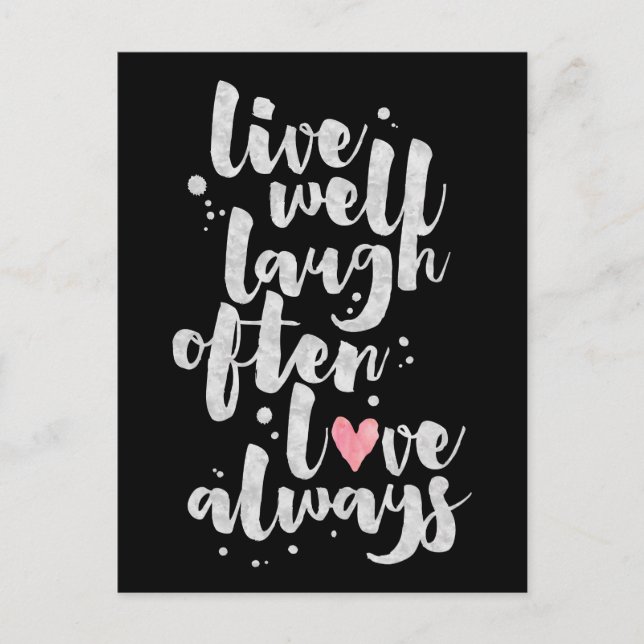Postale Live Laugh Love - Carte Inspirative (Devant)
