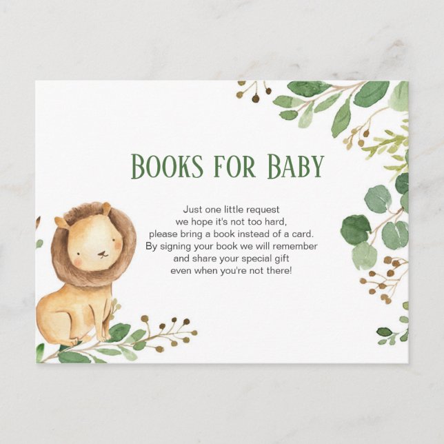 Postale Livres bébé Lion vert insérer carte (Devant)