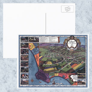 Postale Los Angeles, Californie, carte antique aérienne de