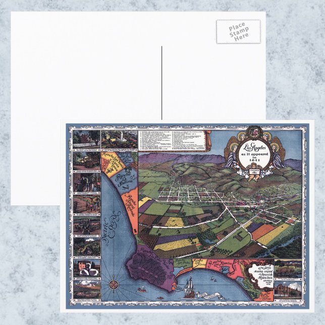 Postale Los Angeles, Californie, carte antique de la ville (Créateur téléchargé)