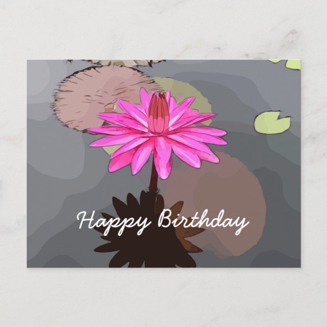 Postale Lotus rose dans la carte d'anniversaire de l'étang (Devant)