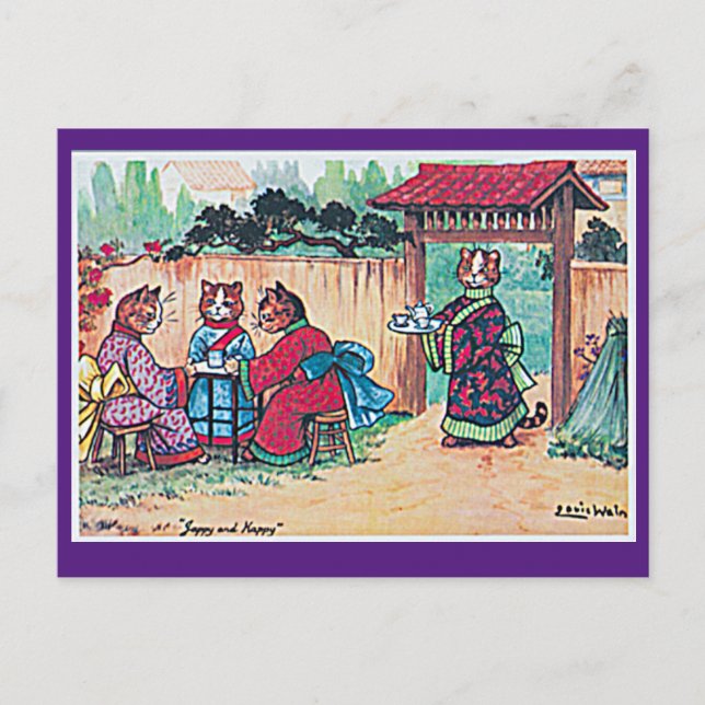 Postale Louis Wain, Art de chat en kimono japonais  Carte  (Devant)