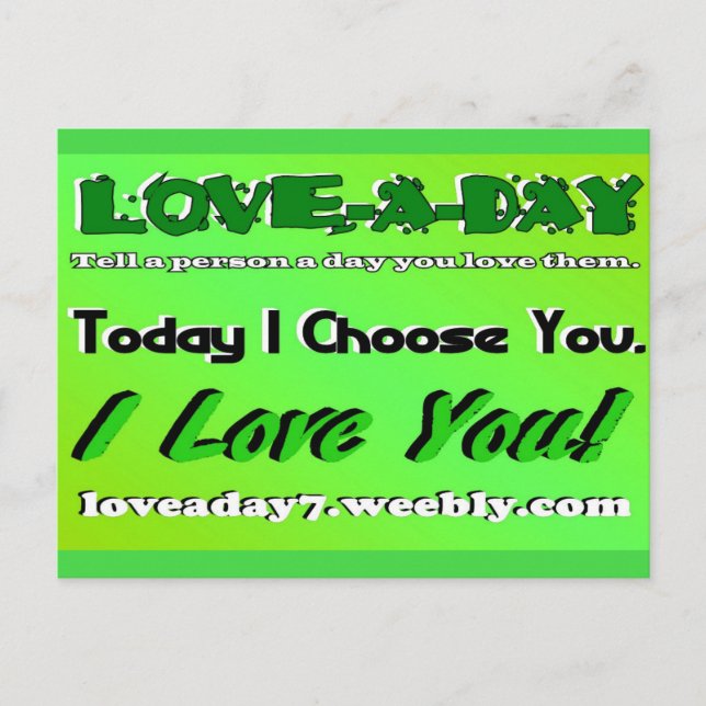 Postale Love A Day Carte Postale-Bright Green (Devant)