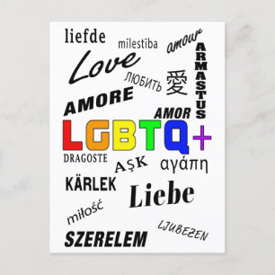 Postale Love en many languages   LGBTQ+ Pride carte postal