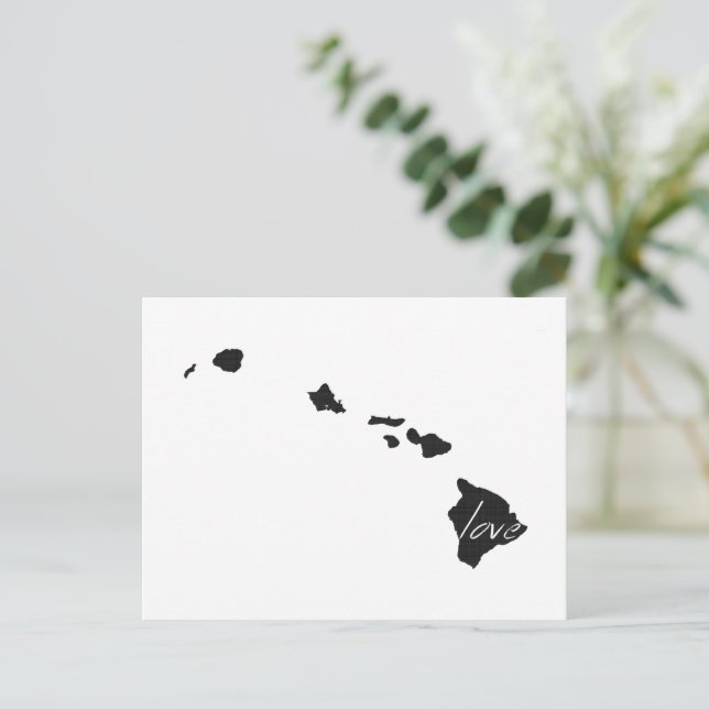 Postale Love Hawaii Carte Formé Antique Black Chalkboard (Debout devant)