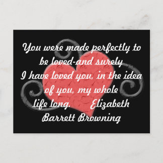 Postale Love Heart Elizabeth Browning Citation Carte posta