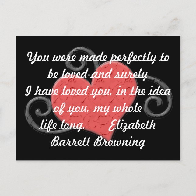 Postale Love Heart Elizabeth Browning Citation Carte posta (Devant)