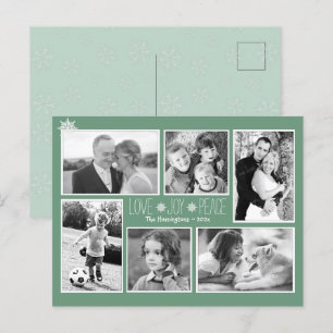 Postale Love Joy Peace Christmas Snowflakes Photo Carte po