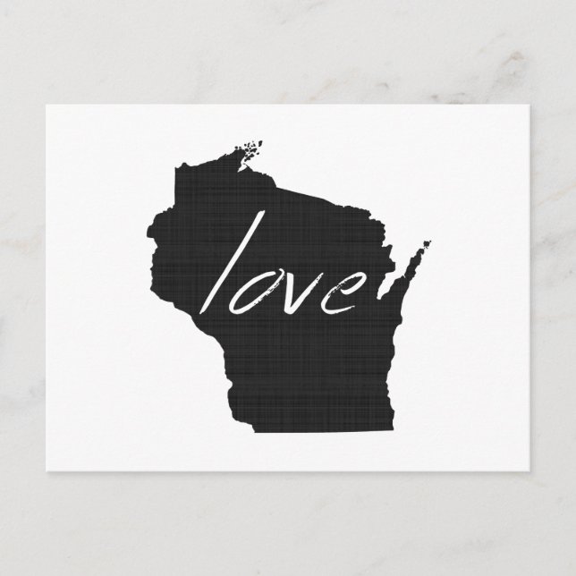 Postale Love Wisconsin Carte Formé Antique Black Chalkboar (Devant)