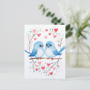 Postale Lovebirds Love : Watercolor Carte Saint-Valentin