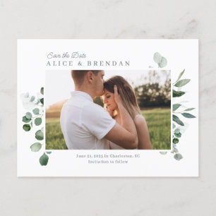 Postale Lovely Green Wedding Enregistrer La Date Carte Pos