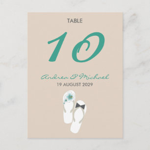 Postale M. & Mme Flip Flops Mariage Carte de numéro de tab