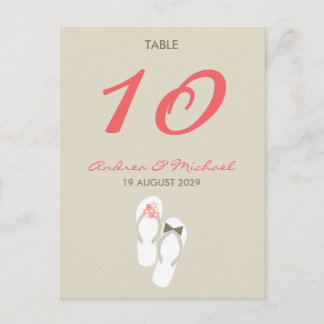 Postale M. & Mme Flip Flops Mariage Carte de numéro de tab
