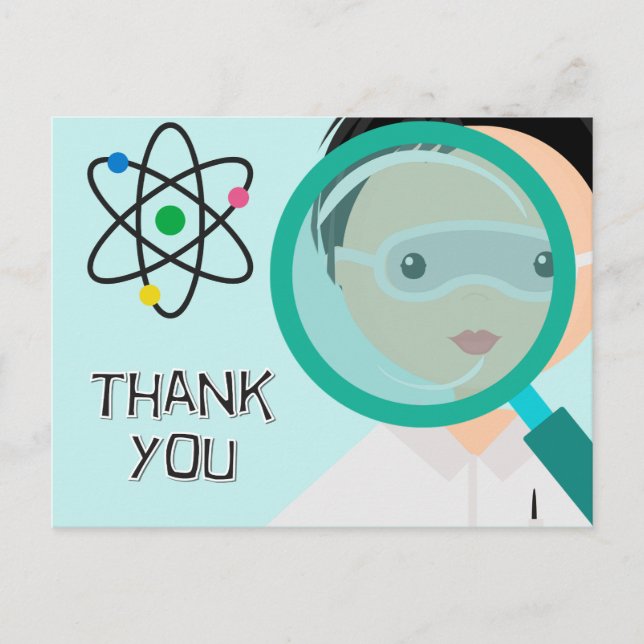 Postale Magnifier le verre Boy Scientifique Merci carte po (Devant)