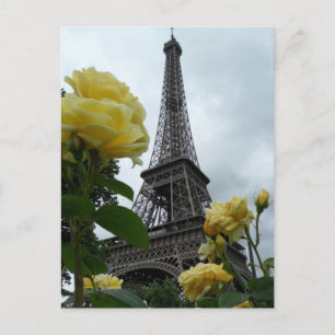 Postale Magnifiques roses jaunes de la Tour Eiffel Carte p