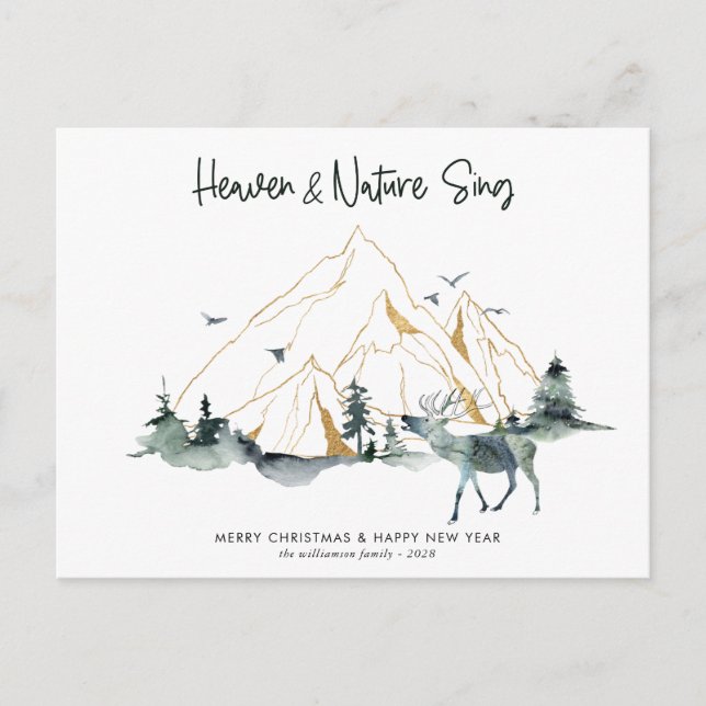 Postale Majestic Mountain Forest Carte de Noël (Devant)