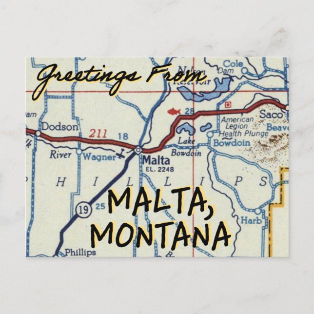 Postale Malte Montana Carte Vintage (Devant)