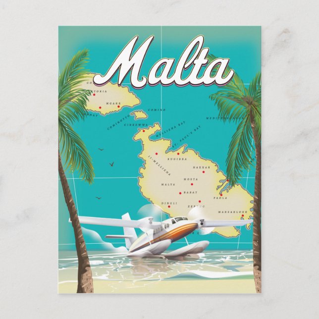Postale Malte plage et carte affiche voyage (Devant)