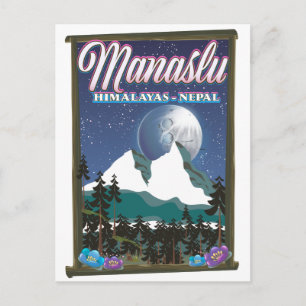 Postale Manaslu Himalayas Népal carte de l'affiche
