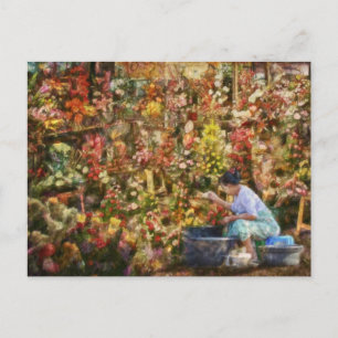 Postale Marché aux fleurs New Delhi India Art Carte postal