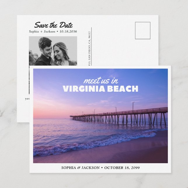 Postale Mariage à Virginia Beach, carte de sauvegarde de d (Devant / Derrière)