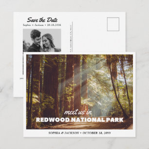 Postale Mariage au parc national de Redwoods, carte de sau