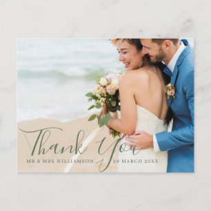 Postale Mariage de superposition de script merci carte pho