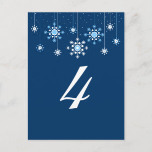 Postale Mariage d'hiver Snowflakes Carte Numéro de tableau