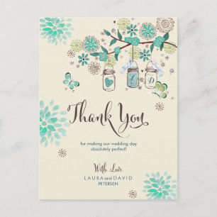 Postale Mariage du jardin de Mason Jars CARTE DE REMERCI