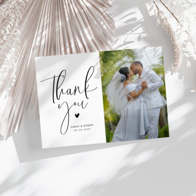 Postale mariage moderne unique merci carte photo (Créateur téléchargé)