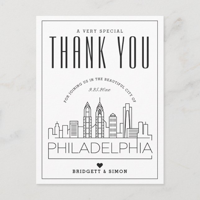 Postale Mariage Philadelphie | Merci de venir ! Carte post (Devant)
