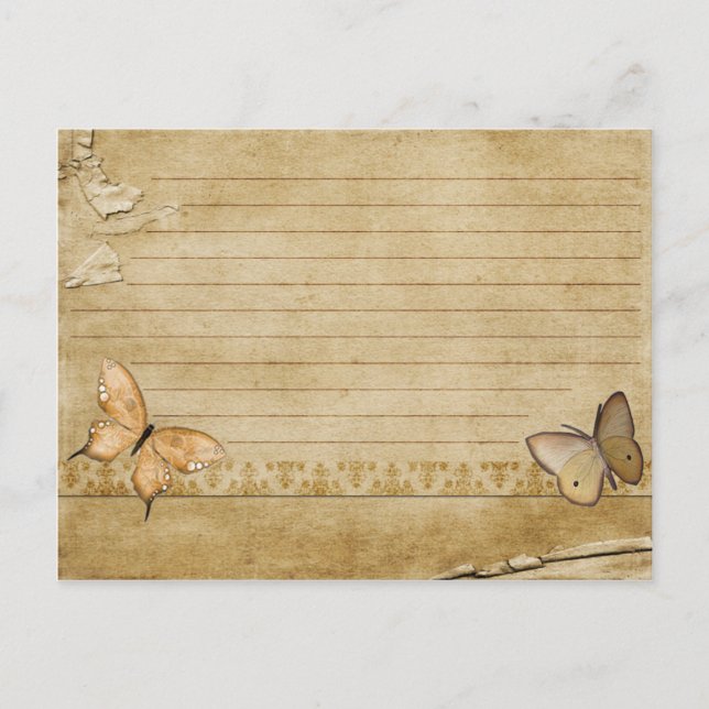 Postale Mariage Recette Carte Papillon Vintage (Devant)