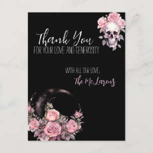 Postale Mariage rose gothique Floral Merci de carte postal