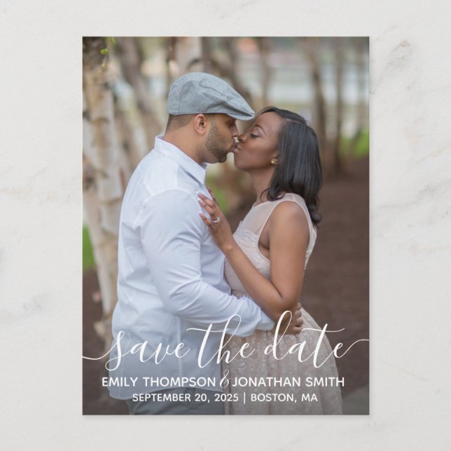 Postale Mariage Vertical Photo Enregistrer La Date Carte P (Devant)